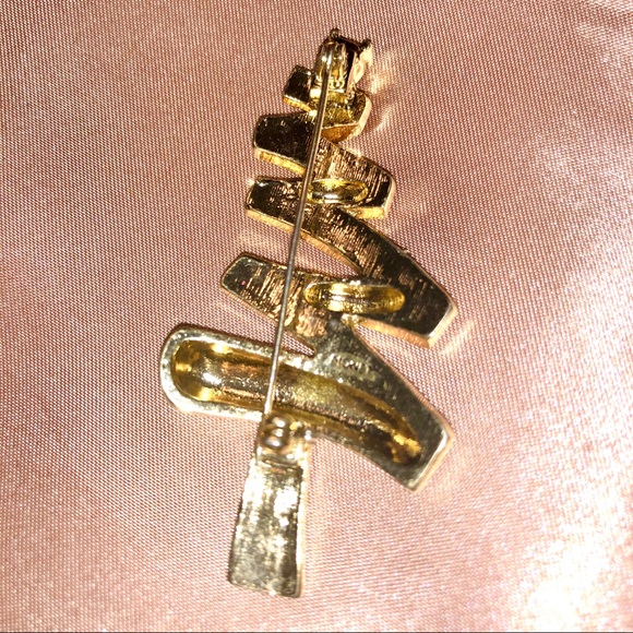 Monet Silver and Gold Christmas Tree Brooch - Picture 3 of 6